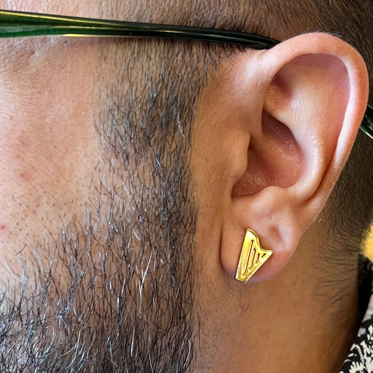 24K Gold Plated CELTIC or CLASSIC HARP POST EARRINGS –