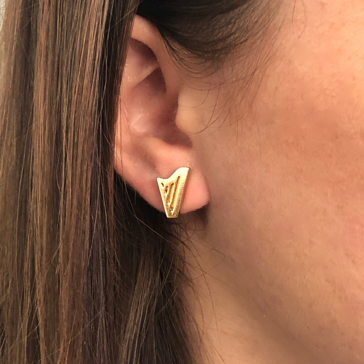 Gold Tone Louis Vuitton earrings pierced As-Is jewlry LV Designer