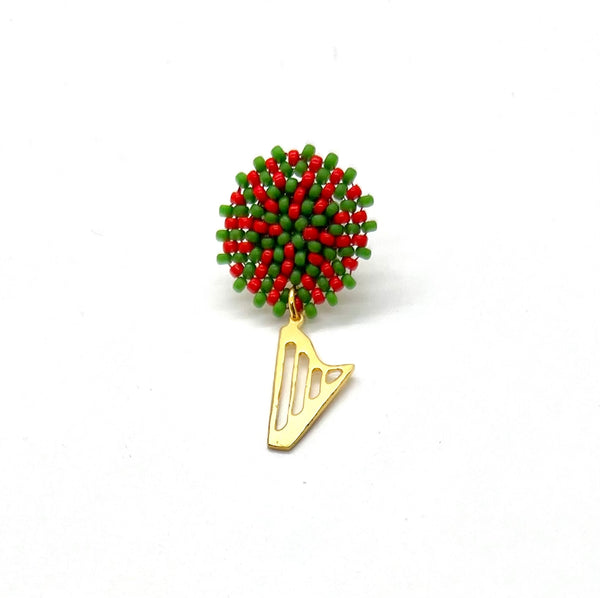 NEW! LIMITED EDITION Embroidered color beads stud earrings with 24K GOLD PLATED CLASSIC HARP