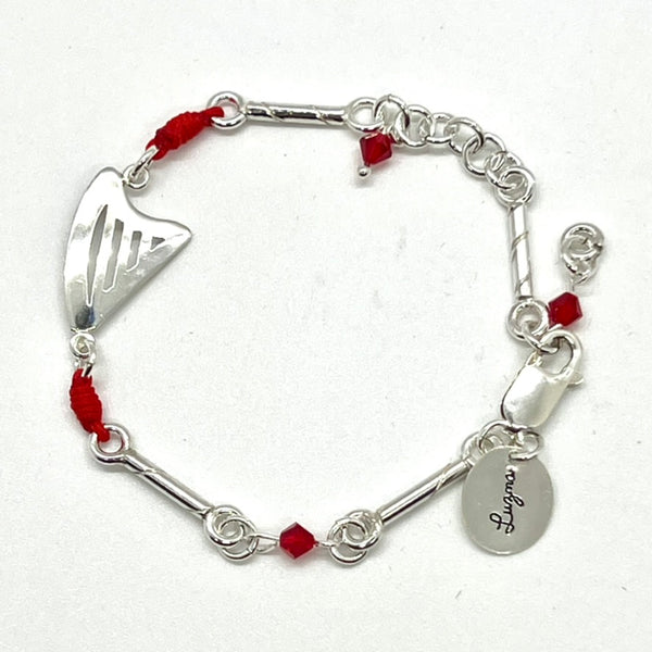 NEW! CELTIC or CLASSIC harp bracelet with Sterling Silver rods & RED Swarovski Crystals