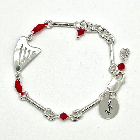 NEW! CELTIC or CLASSIC harp bracelet with Sterling Silver rods & RED Swarovski Crystals