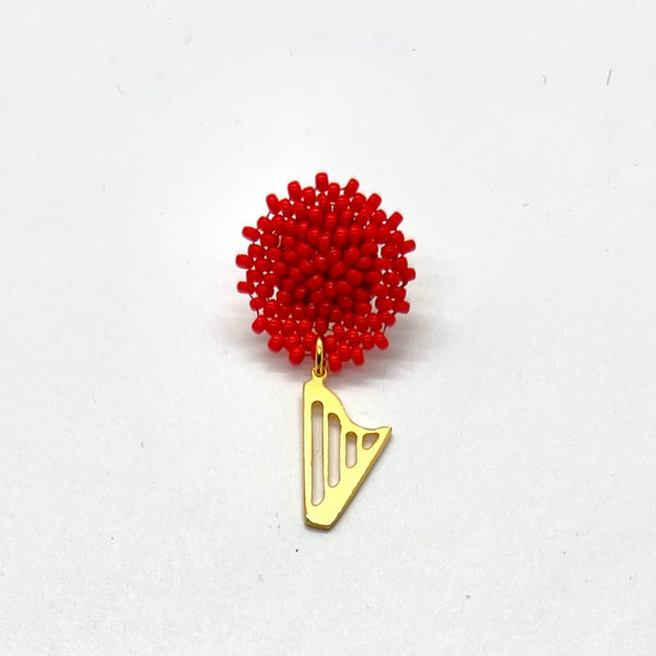 NEW! LIMITED EDITION Embroidered color beads stud earrings with 24K GOLD PLATED CLASSIC HARP
