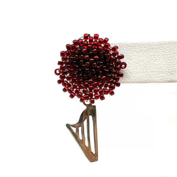 NEW! LIMITED EDITION Embroidered color beads stud earrings with Sterling Silver CLASSIC HARP