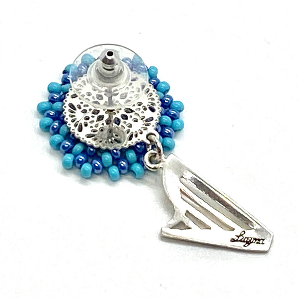 NEW! LIMITED EDITION Embroidered color beads stud earrings with Sterling Silver CLASSIC HARP