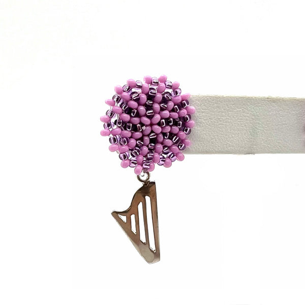 NEW! LIMITED EDITION Embroidered color beads stud earrings with Sterling Silver CLASSIC HARP
