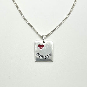 NEW! "ARPISTA" Sterling Silver pendant with red heart ONE OF A KIND NECKLACE