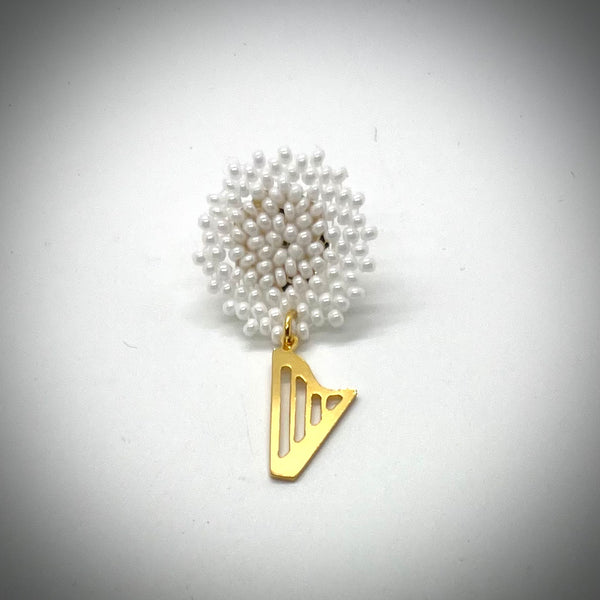 NEW! LIMITED EDITION Embroidered color beads stud earrings with 24K GOLD PLATED CLASSIC HARP