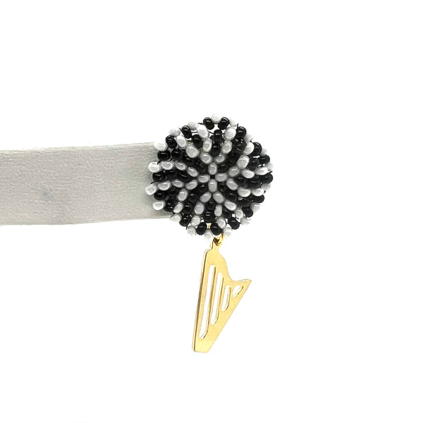 NEW! LIMITED EDITION Embroidered color beads stud earrings with 24K GOLD PLATED CLASSIC HARP