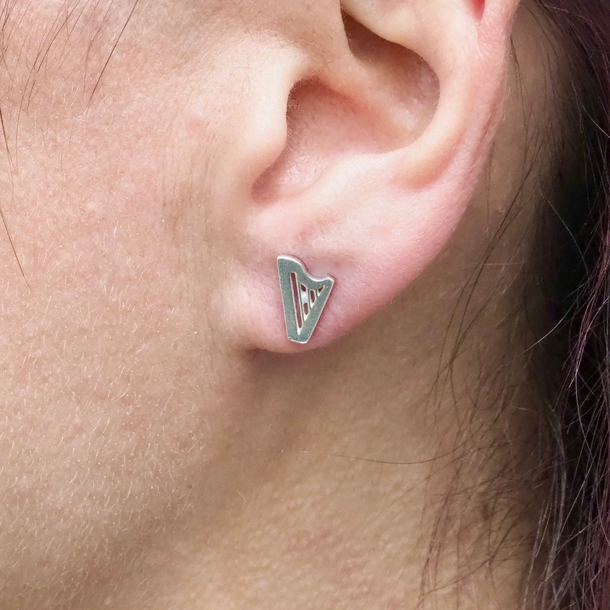 CELTIC  or CLASSIC MINI-HARP stud earrings
