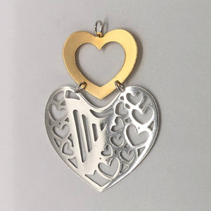 2 HEARTS 2 TONES HARP PENDANT