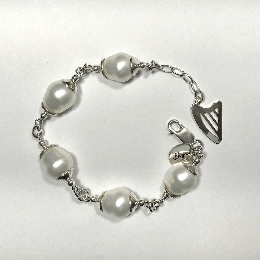 Large PEARLS and CELTIC HARP bracelet - 20% OFF • LIMITED QUANTITY