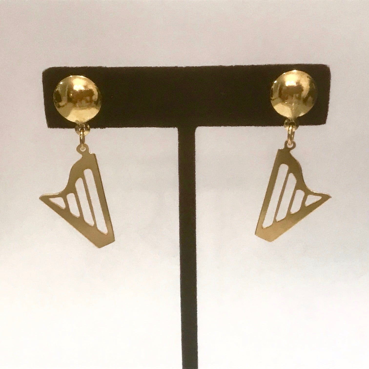 24K GOLD PLATED CLASSIC HARP stud earrings (M)