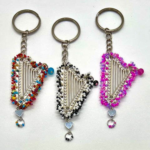 NEW! HAND-EMBROIDERED-BEADS KEY HOLDER / CHARMS
