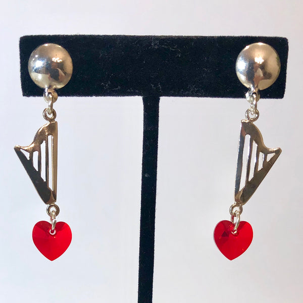 CLASSIC stud earrings with RED, GRAY or CLEAR AB SWAROVSKI HEART