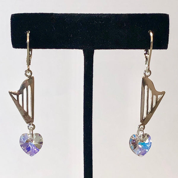 CLASSIC lever back earrings with RED, GRAY or CLEAR AB SWAROVSKI HEART