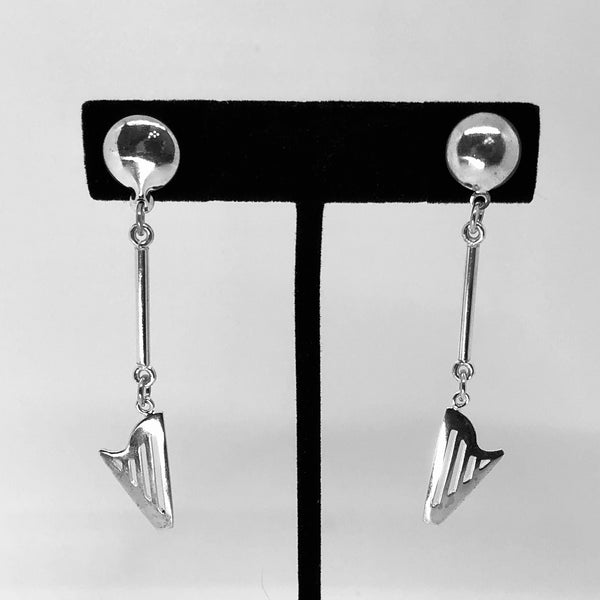 Long post CELTIC or CLASSIC harp stud earrings