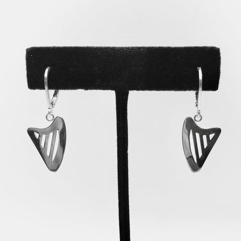 SMALL STERLING SILVER CLASSIC or CELTIC HARP lever lock earrings