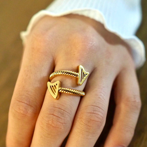 24K Gold Plated ROPE HARPS RING