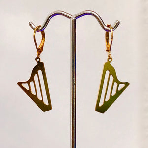 24K GOLD PLATED CLASSIC HARP lever back earrings (Small)