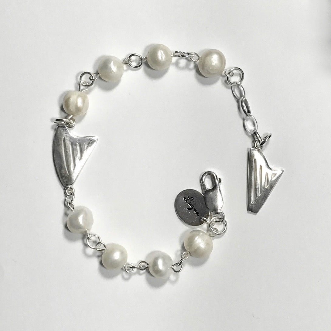 PEARLS and TWO HARPS bracelet